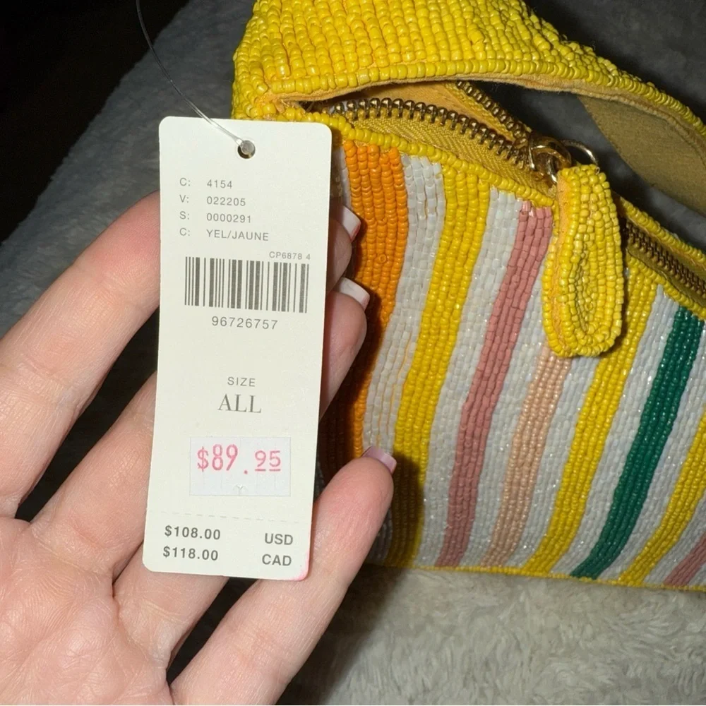 Anthropologie Yellow and Multicolor Striped Shoulder Bag